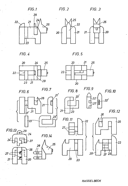 Keychain dog - Hasselbeck patent DE1631833U 1951